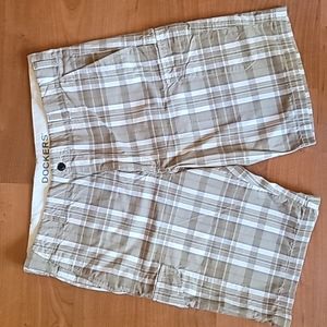 DOCKERS Khaki Brown Plaid Shorts Size 36